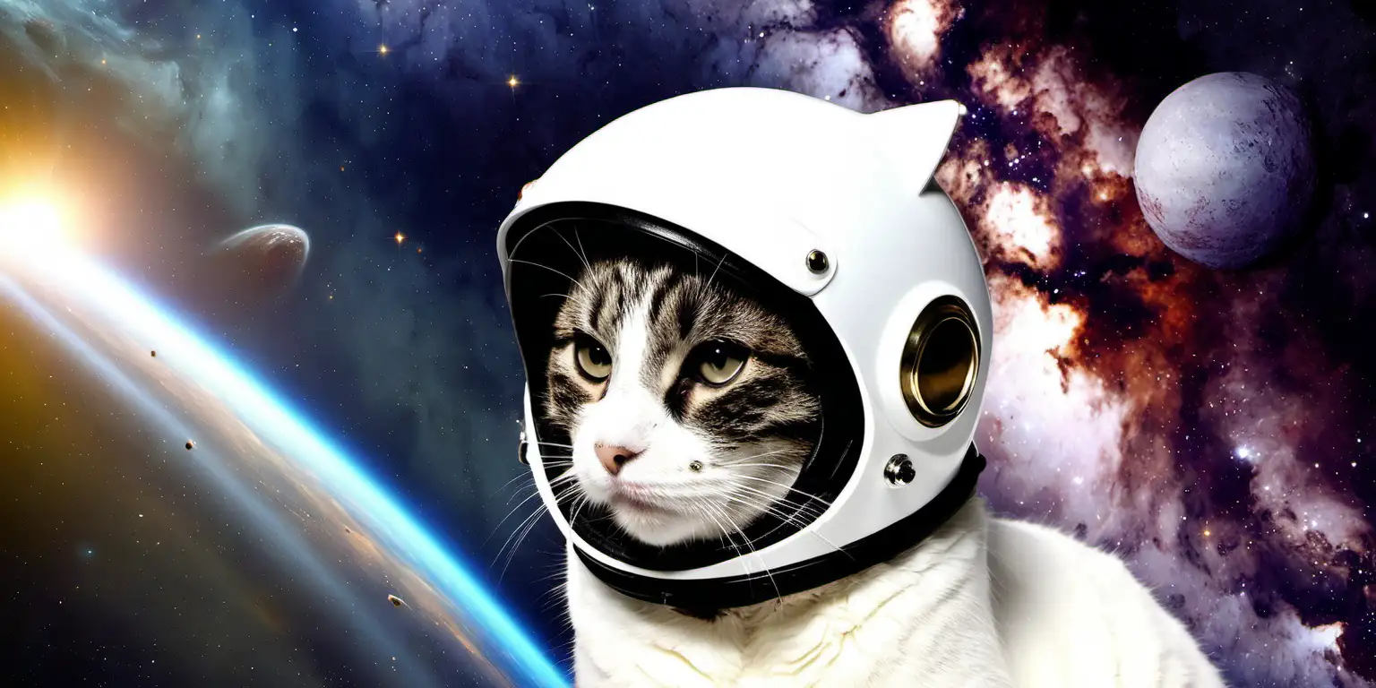 cat, helmet, space