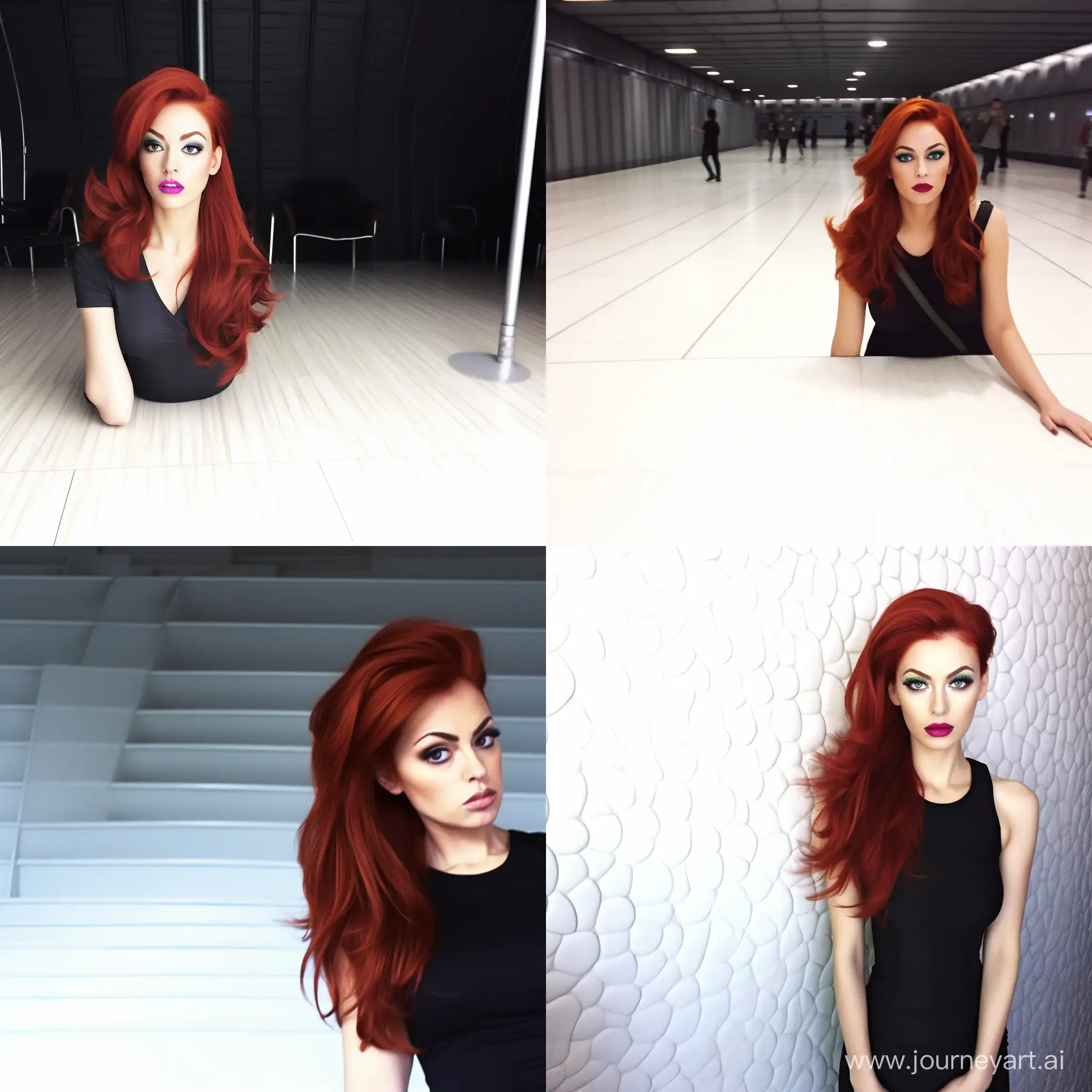 RedHaired-Womans-Interior-Selfie-Candid-Moment-Captured-on-LowQuality-Phone