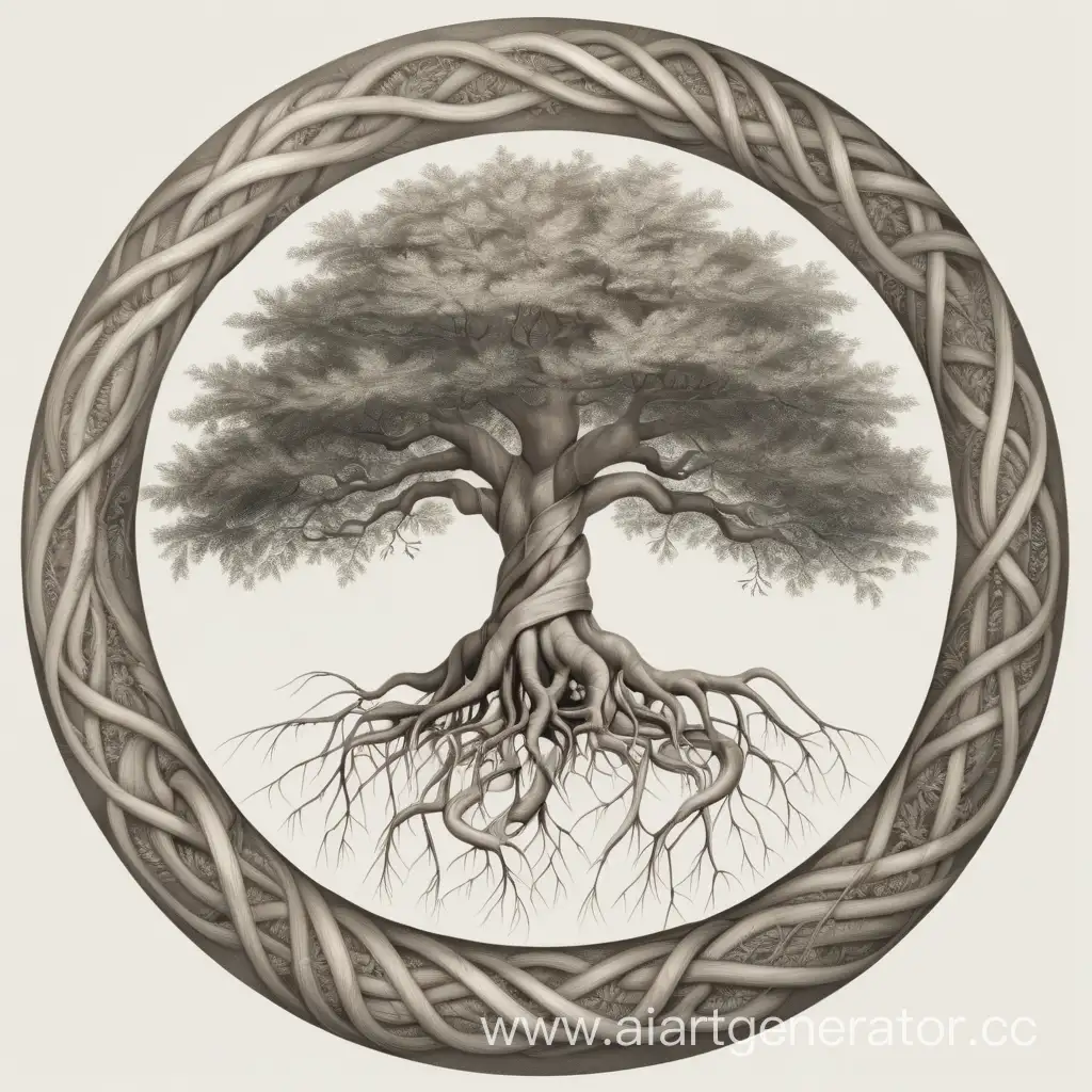 дерево рода с закручеными корнями в круг