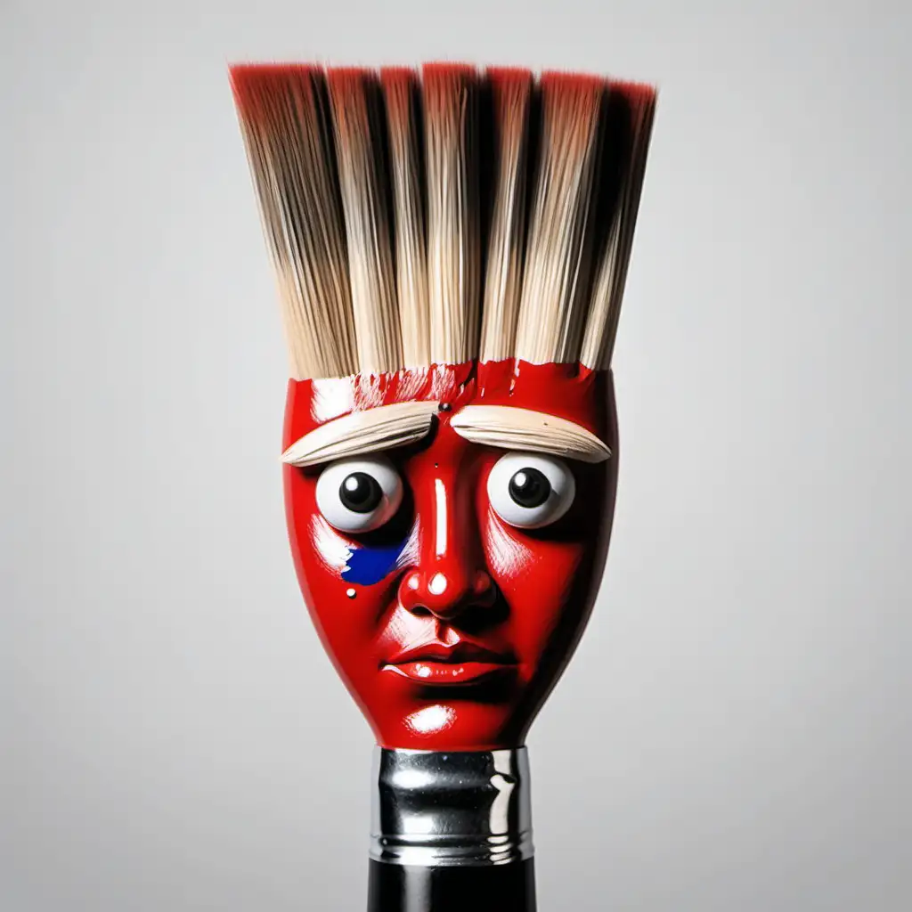 Contemporary Portrait Expressive Face on a Modern Paintbrush Canvas