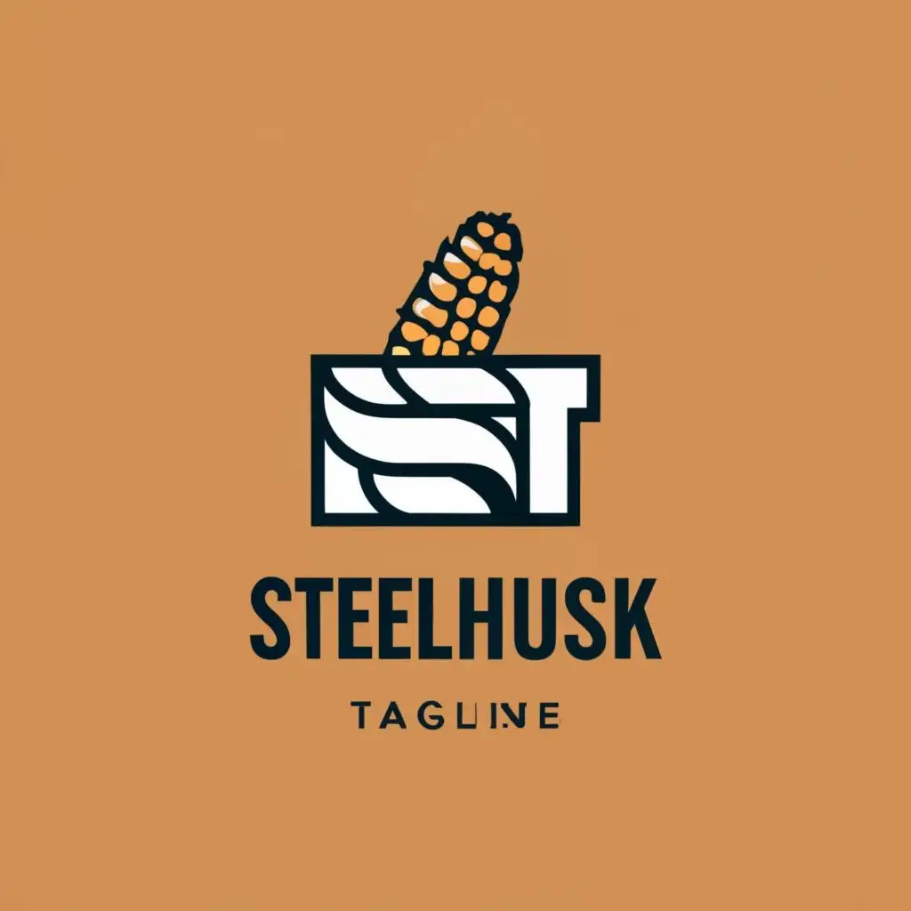 logo, steel beam and corn husk connected together, with the text "SteelHusk", typography, be used in Technology industry