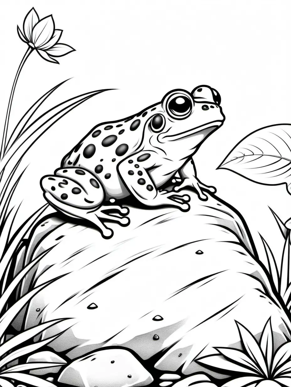Simple Frog Coloring Page for 3YearOlds Frog on a Rock
