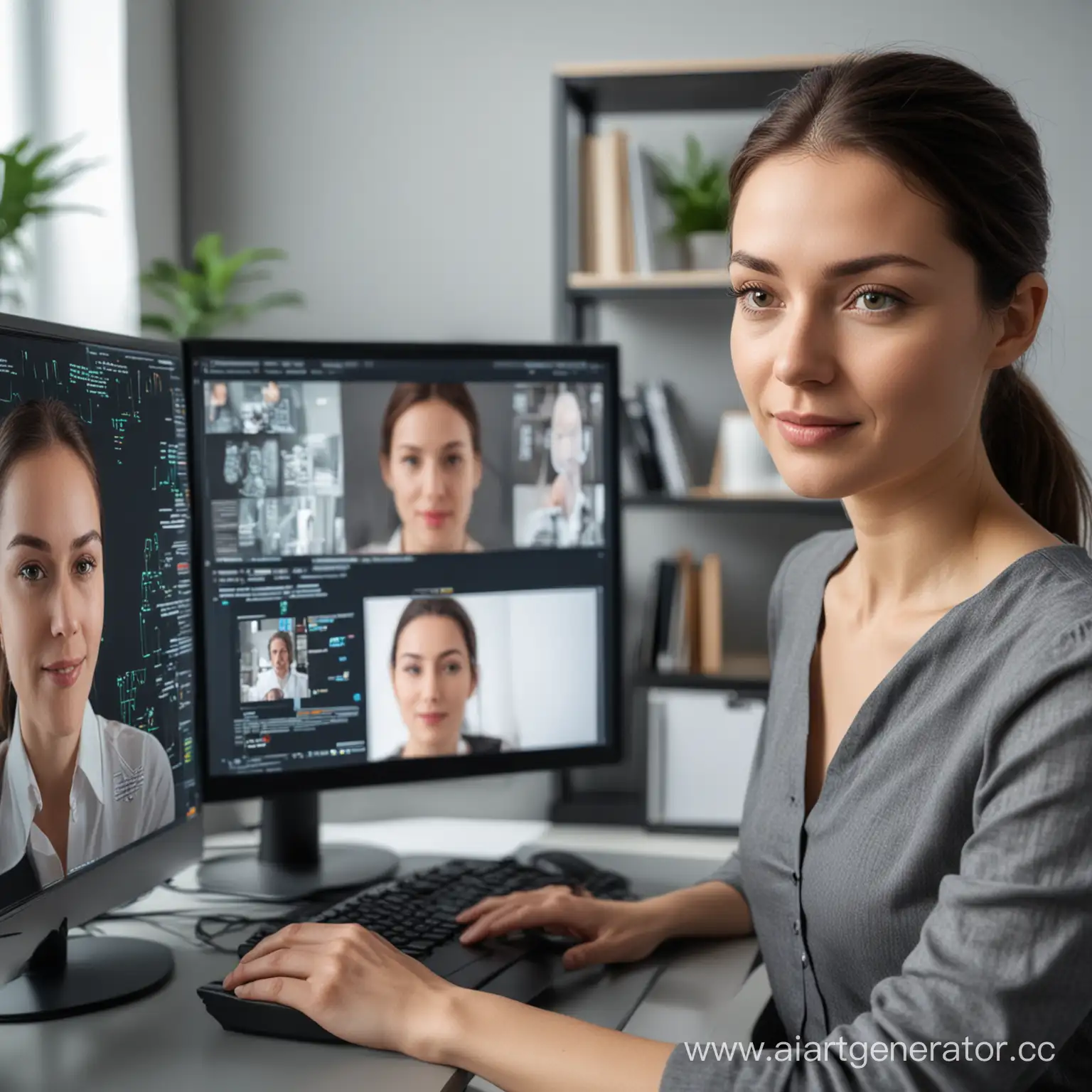 Woman-Having-Video-Job-Interview-with-Neural-Network-Analysis