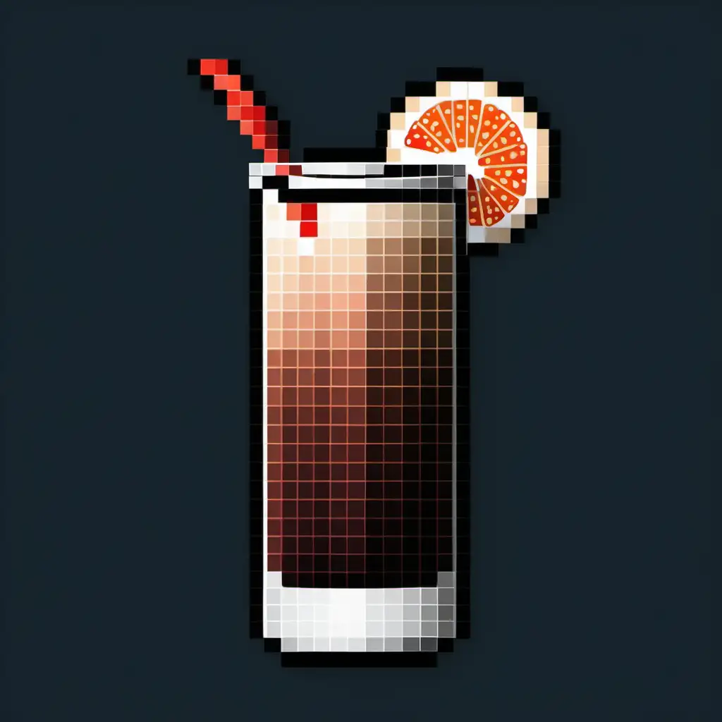 Vibrant Pixel Art IBA Americano Cocktail