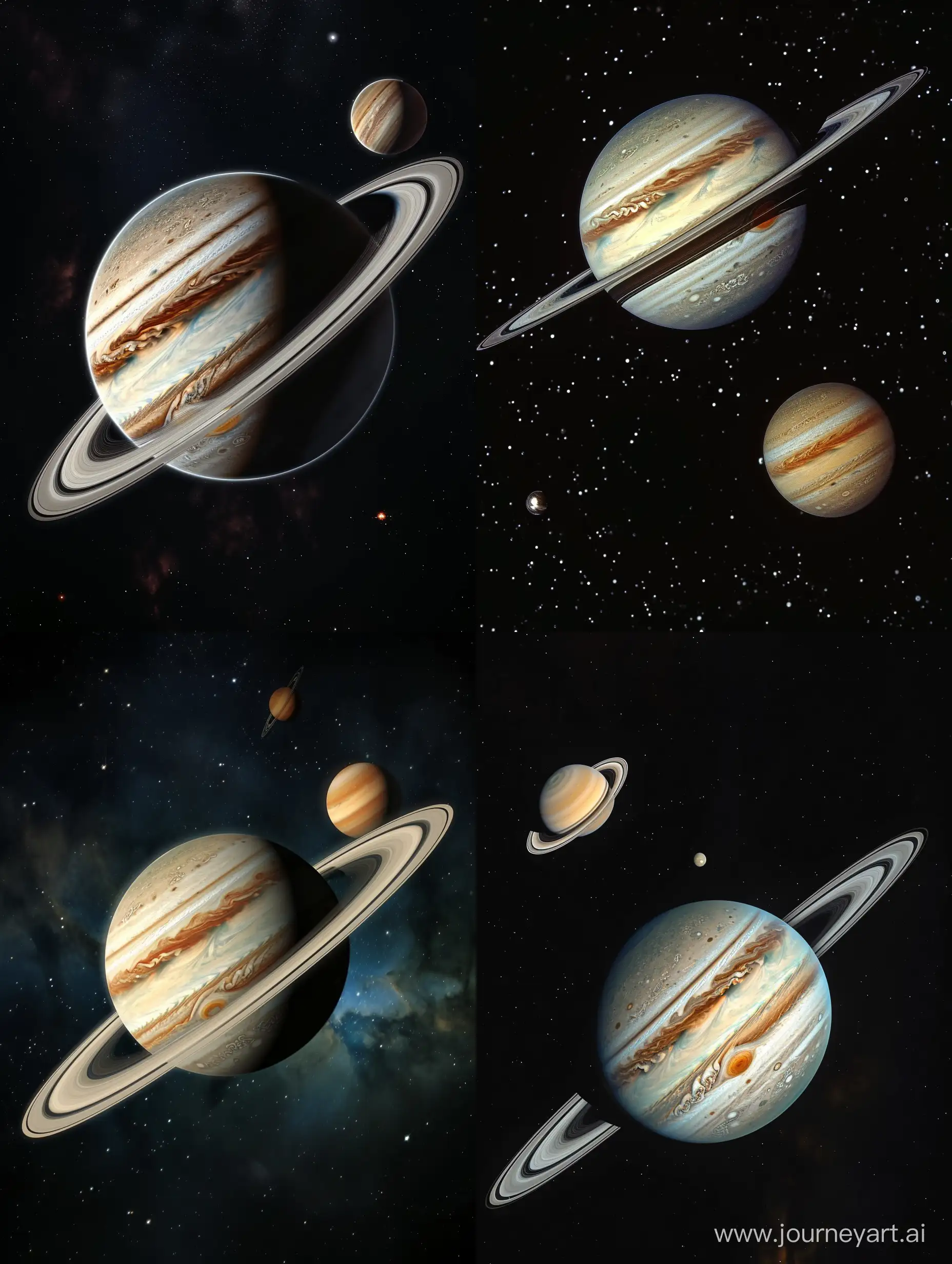 Jupiter and Saturn in space