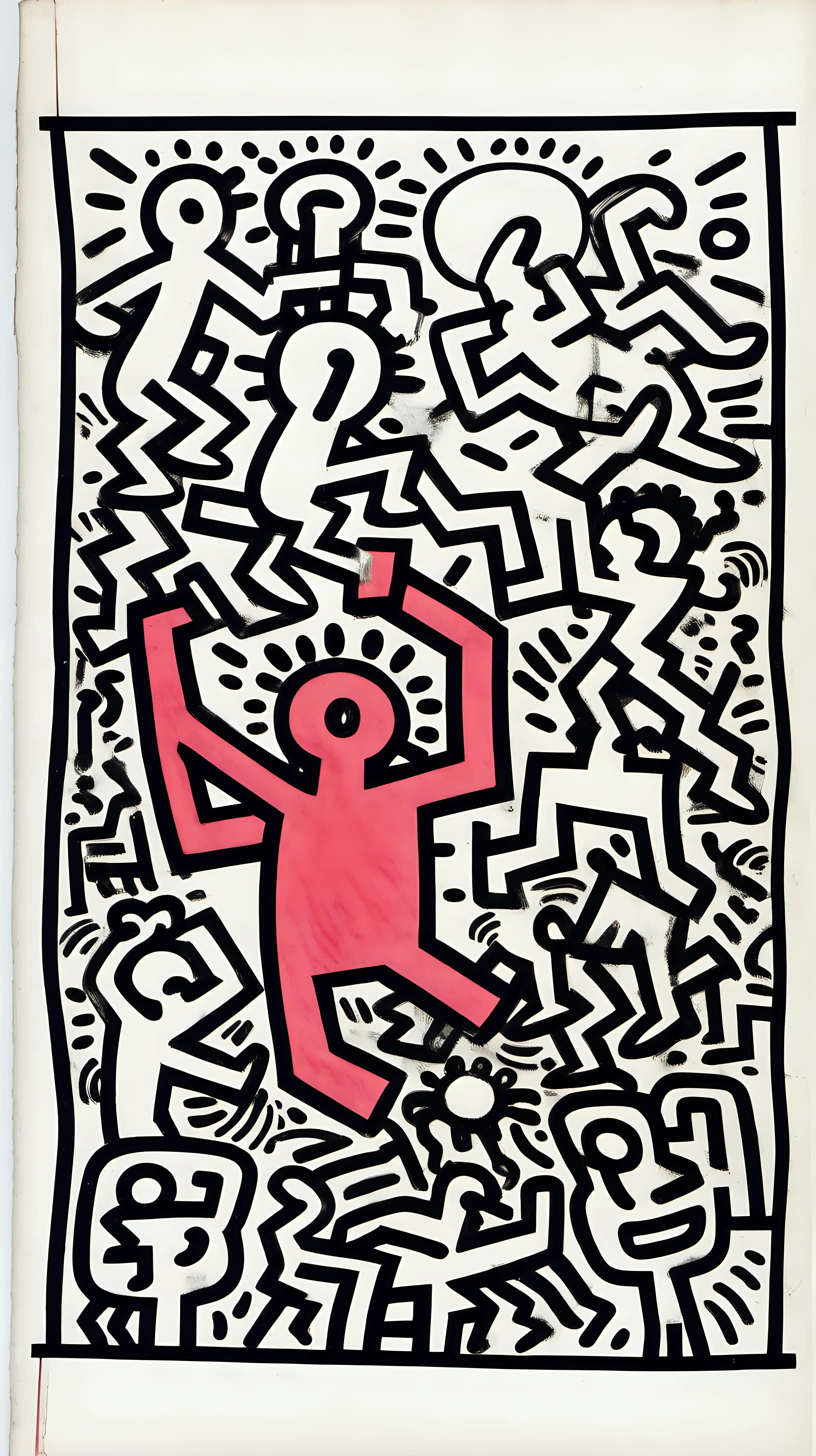 Keith Haring Inspired Colorful Sketches and Notices in Ballpoint Pen