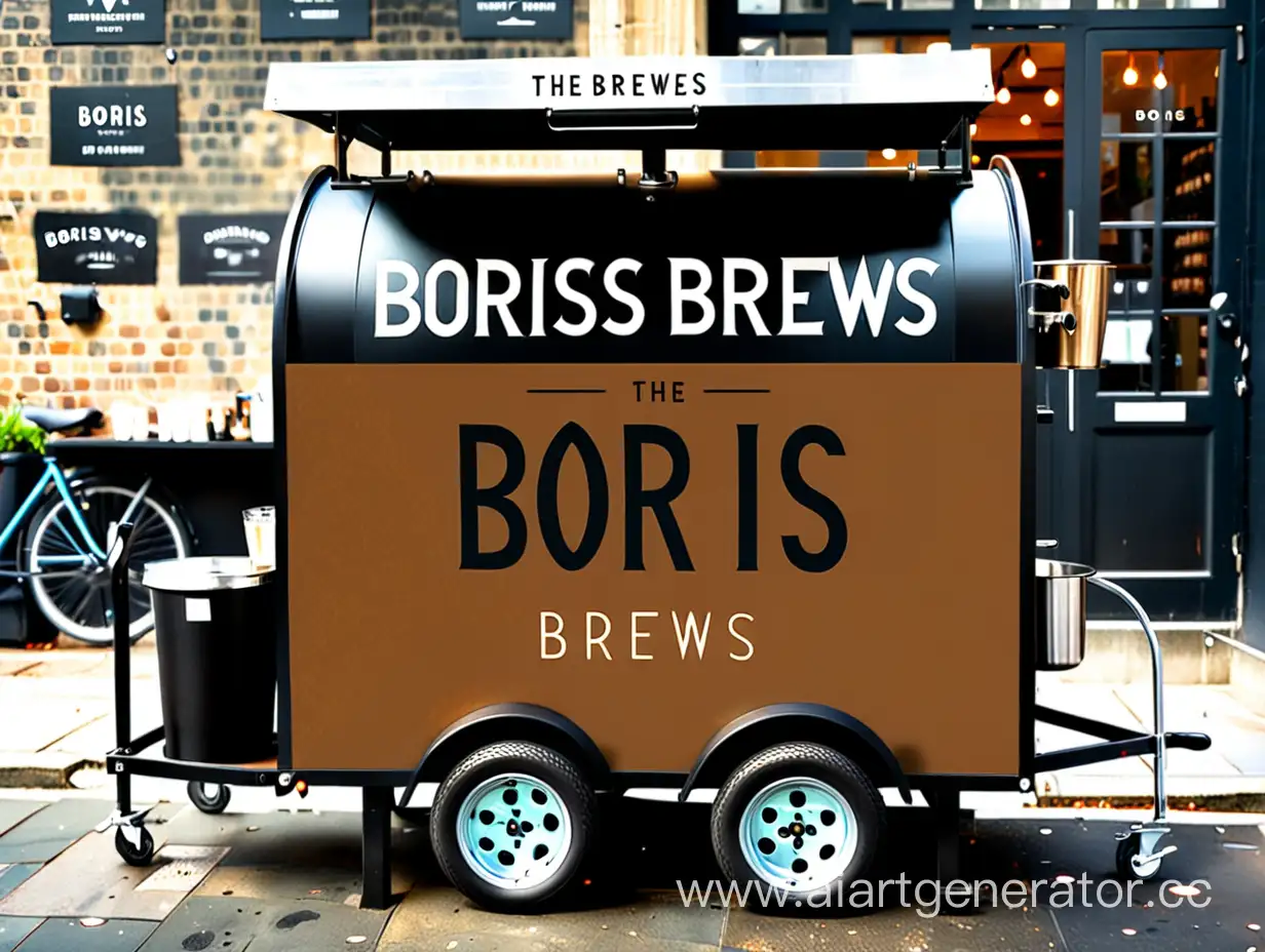 Coffee cart with the new Boris Brews name on the side of it