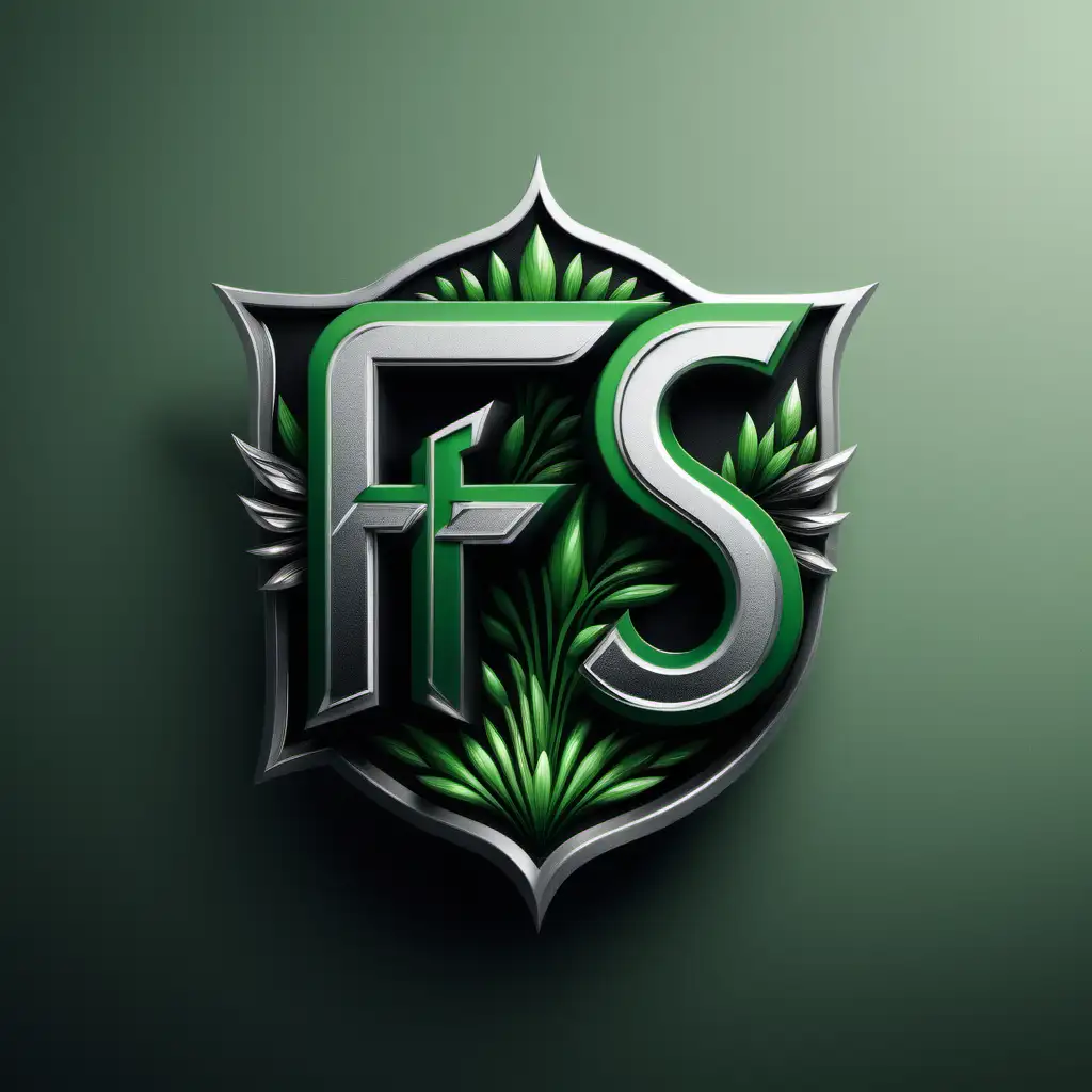 Stylish Green FS Logo with Black and Silver Accents