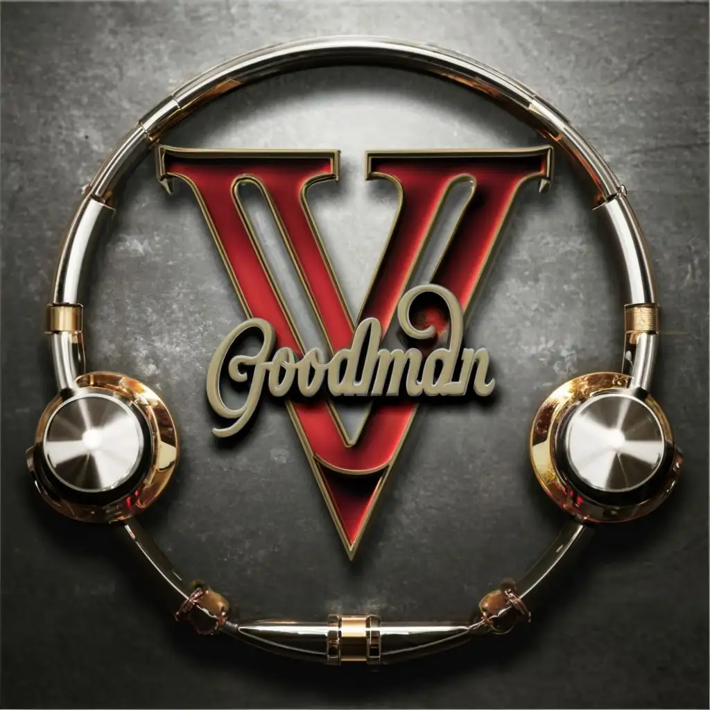 LOGO-Design-for-Goodman-Vibrant-Red-V-with-Chrome-Typography-for-the-Music-Industry