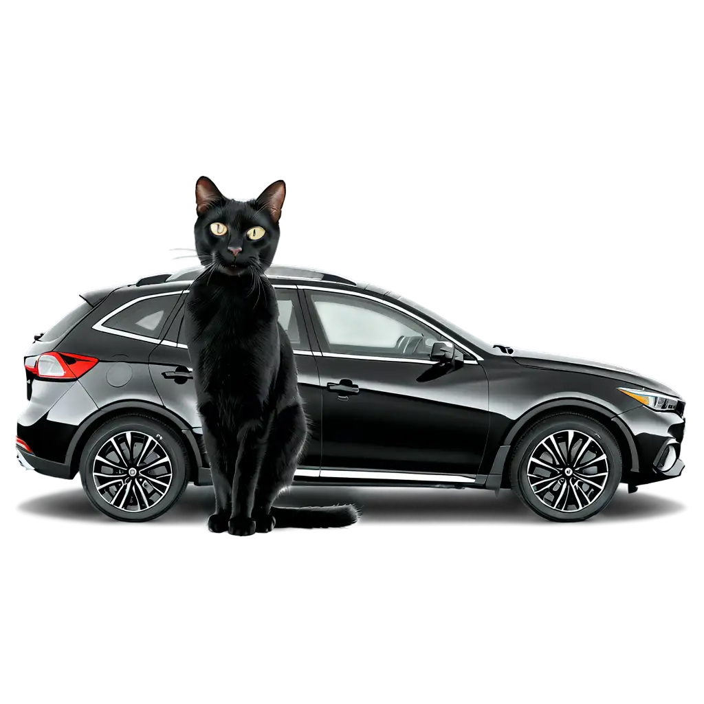 Captivating PNG Image Black Cat Posing in Front of a Car Enhancing ...