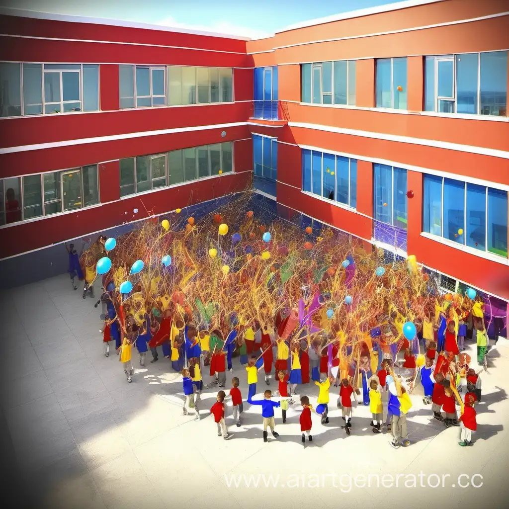 opening of a new school building. celebration. color image