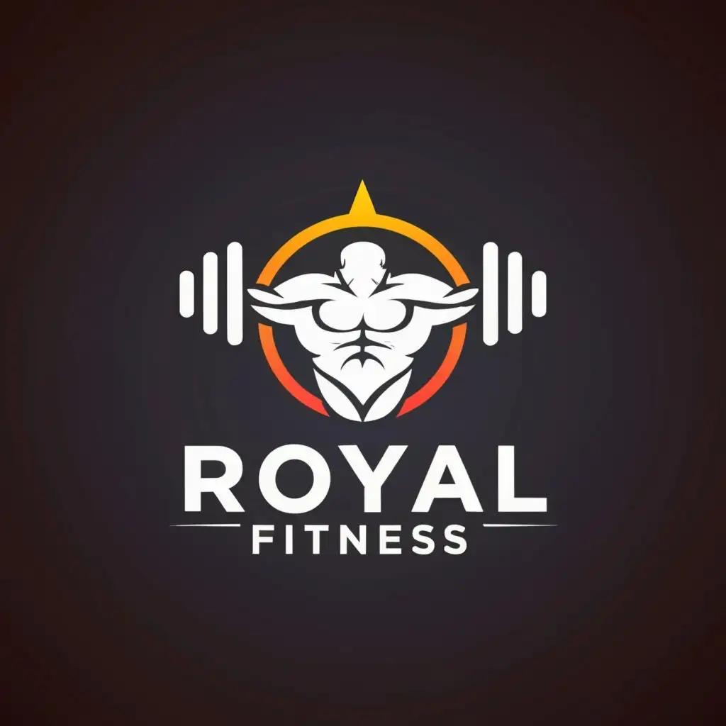 a logo design,with the text "Royal Fitness", main symbol:Gym,Moderate,be used in Sports Fitness industry,clear background