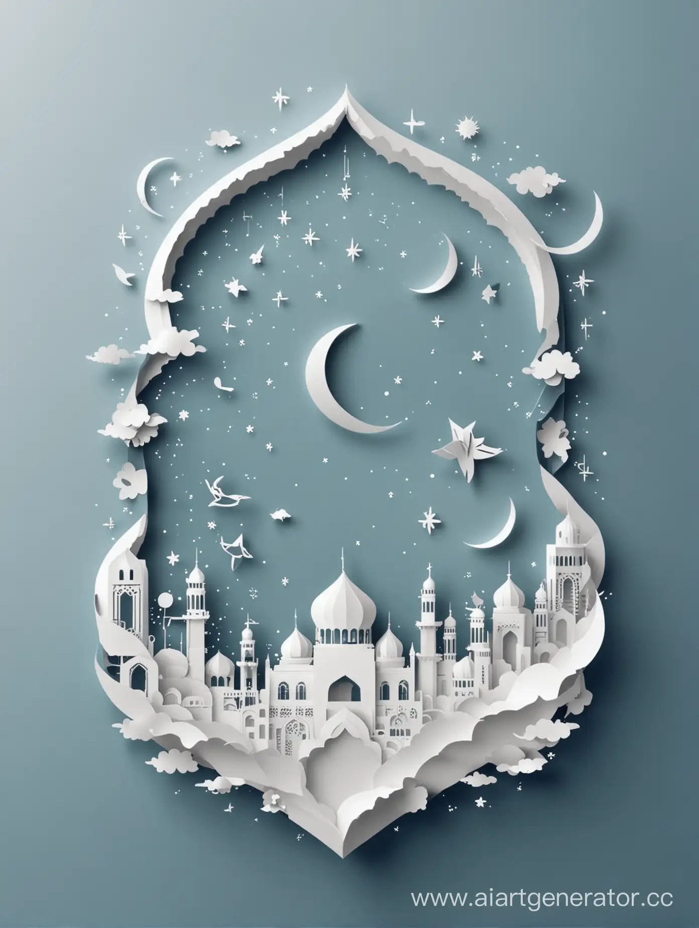 Minimalist-Ramadan-Paper-Cut-Origami-Art