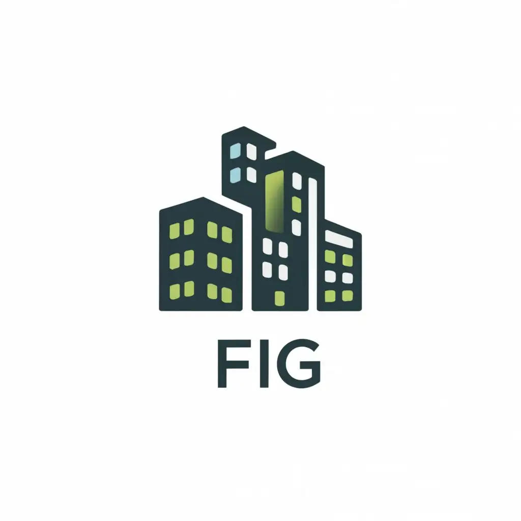 a logo design,with the text "fig", main symbol:buildings,complex,be used in Real Estate industry,clear background