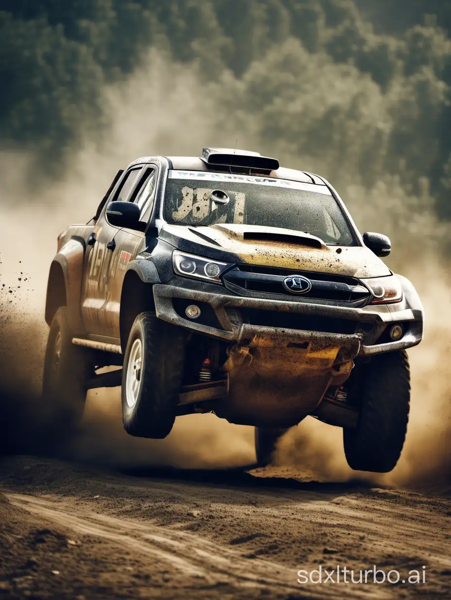 Offroad-Pickup-Racing-on-Muddy-Rally-Track-HighQuality-Epic-Scene