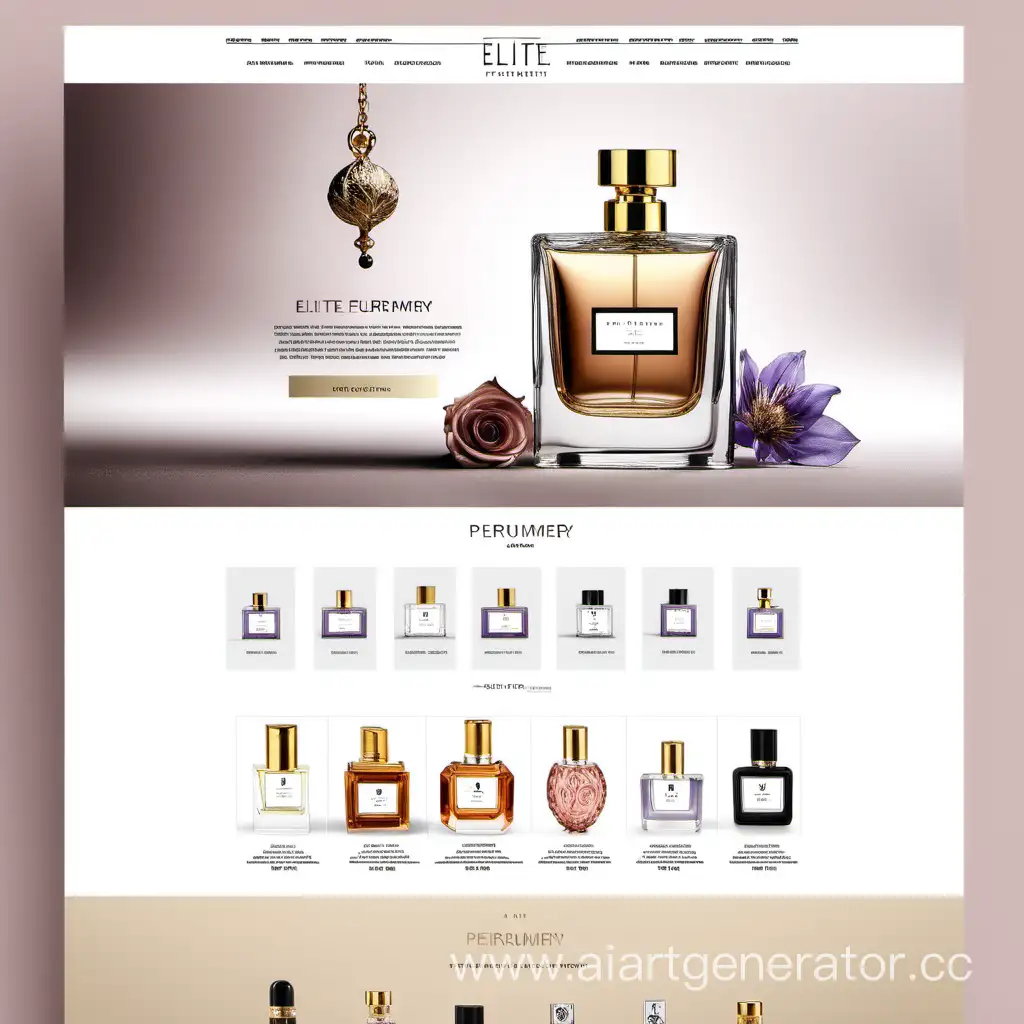 современный внешний вид главной страницы для интернет магазина элитной парфюмерии