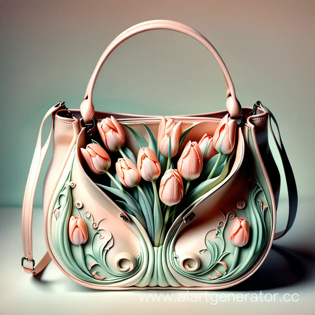 Elegantly-Drawn-Fairy-Tale-Scene-with-Tulips-in-a-Pastel-Mint-Handbag