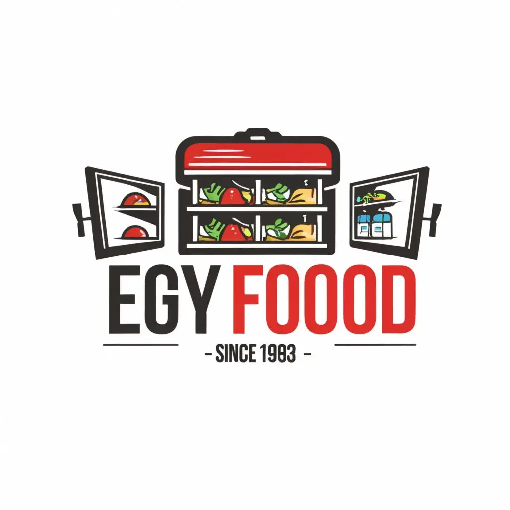 logo, Storage fresh food
Refrigerator, with the text "EGYFOOD
-Since 1983-", typography