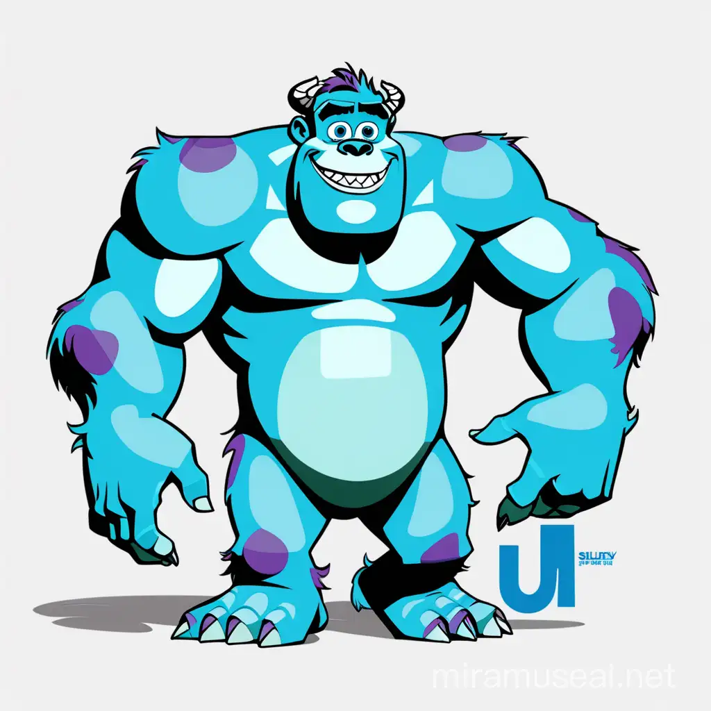 James P. "Sulley" Sullivan from monsters inc disney,  vector art, colored illustration with a black outline