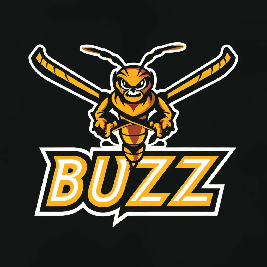a logo design,with the text "UTAH BUZZ", main symbol:Hornet with hockey stick,Moderate,be used in Sports Fitness industry,clear background