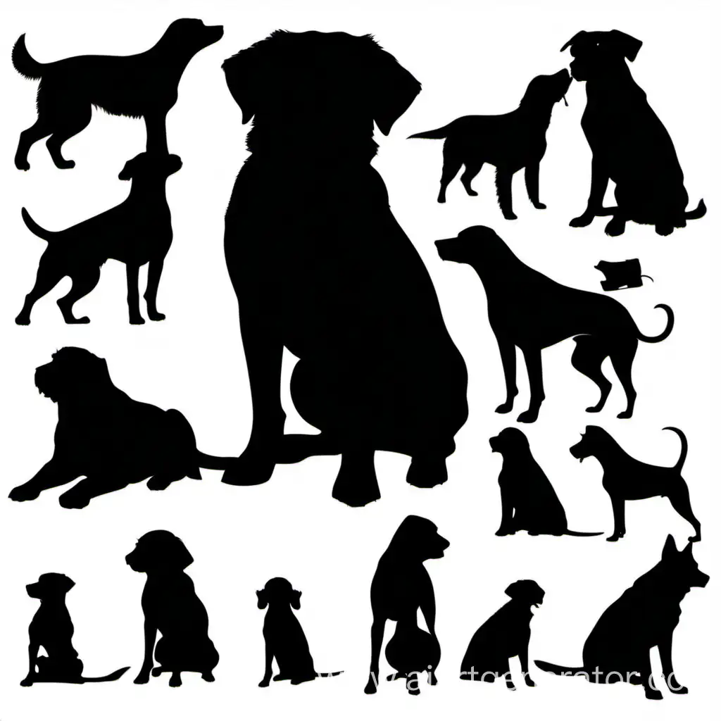 png, dog silhouette, vector. black