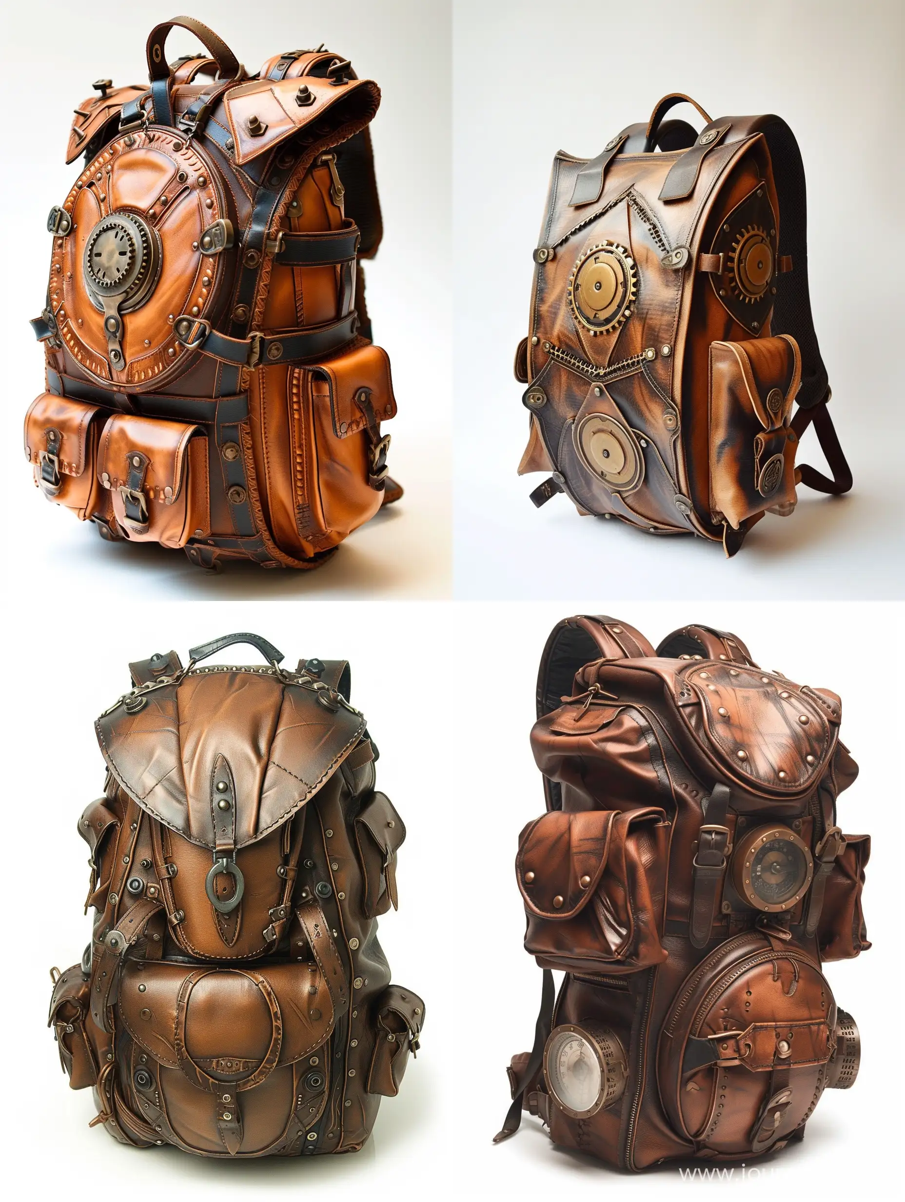 Steampunk-Leather-Backpack-Design-with-Multiple-Pockets