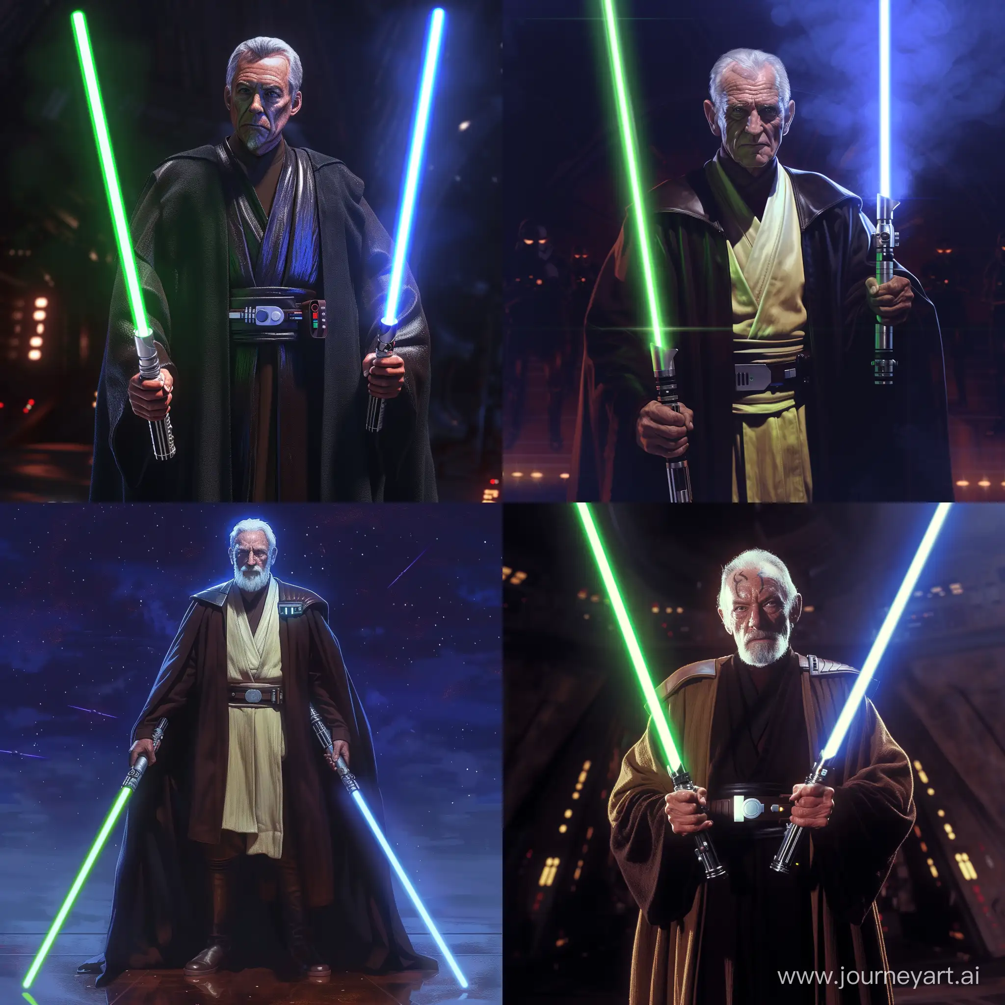 Senior-Jedi-General-Wielding-Dual-Lightsabers-in-Blue-and-Green