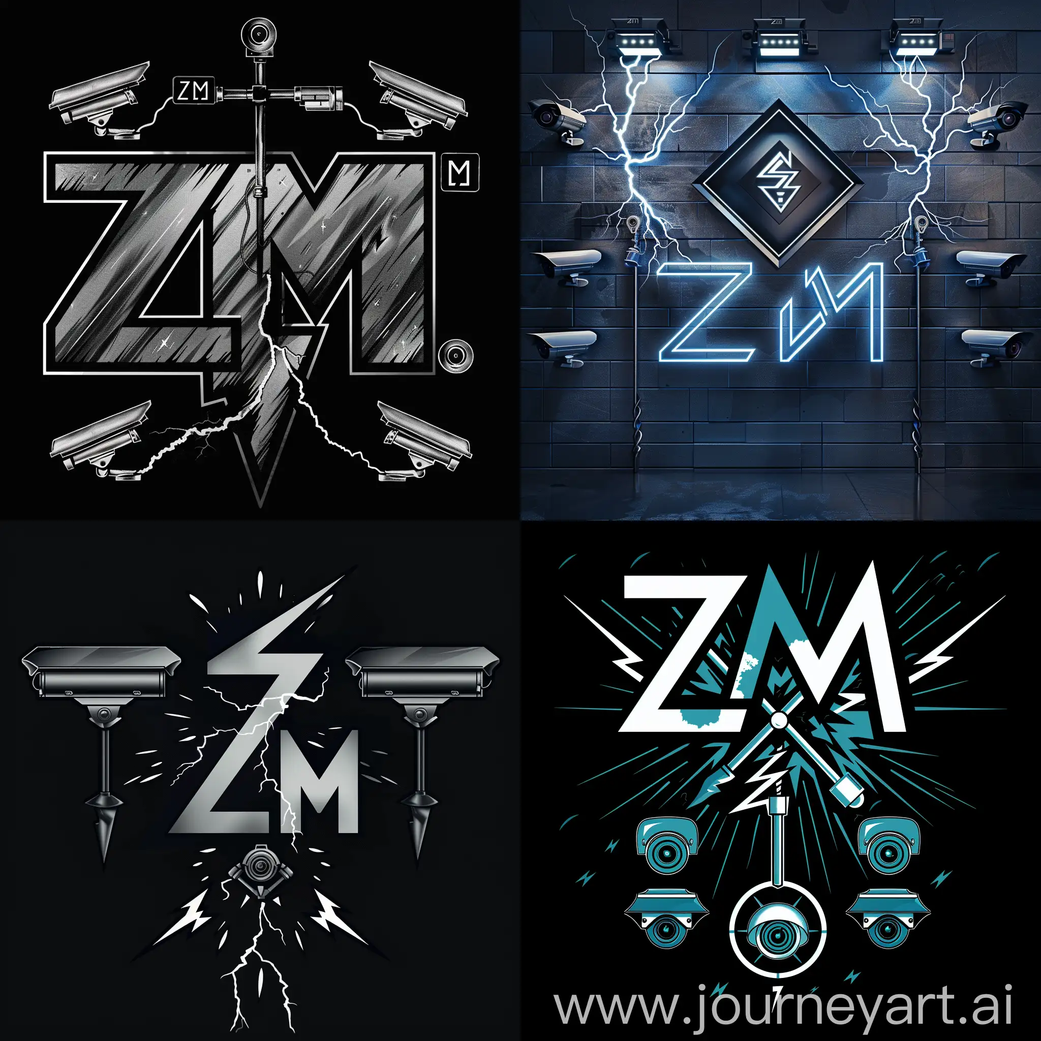 ZM-Company-Logo-Design-with-Lightning-Bolts-and-Security-Cameras
