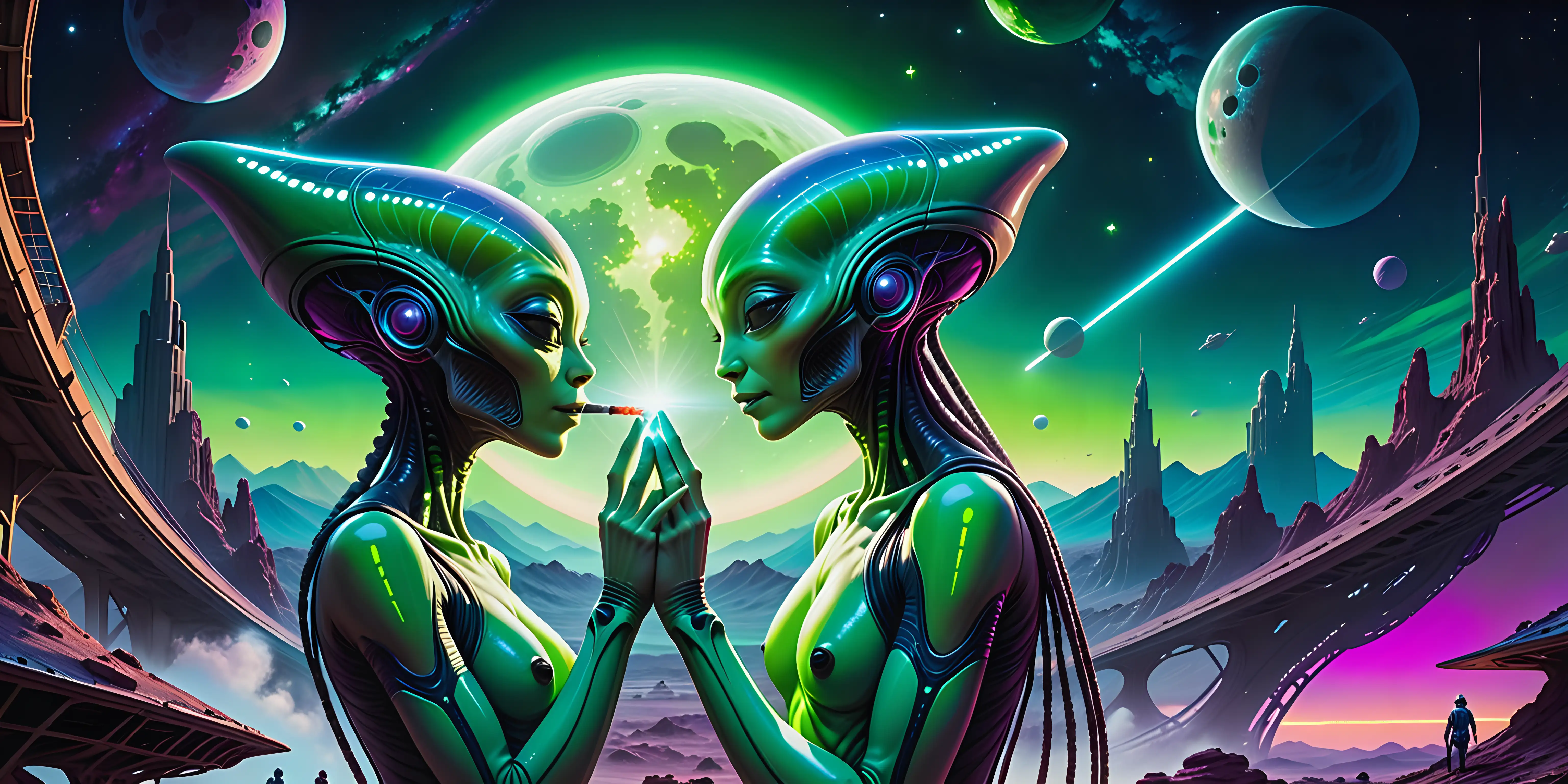 Extraterrestrial Love Cosmic Graffiti Romance on Lunar Landscape