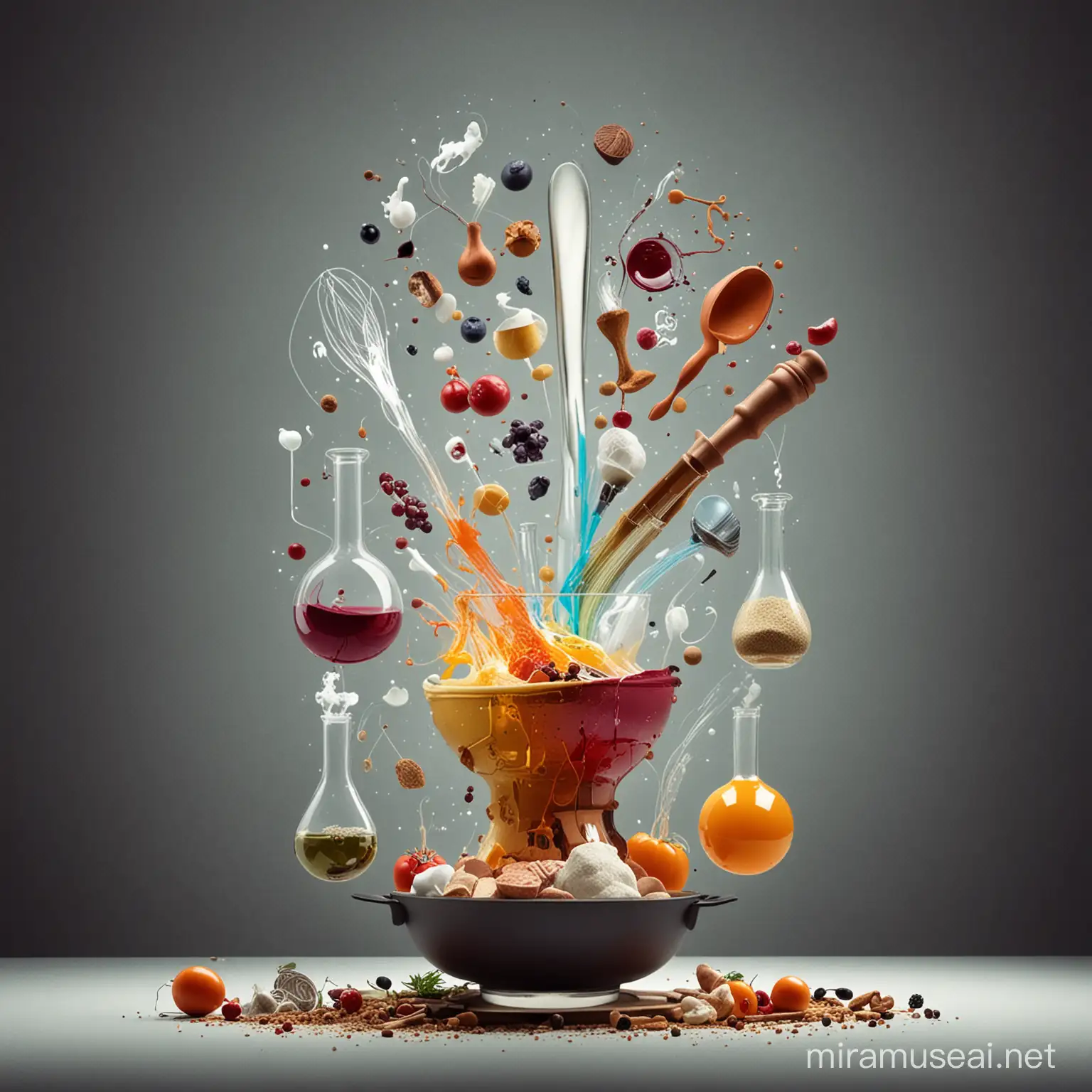 imagen abstracta con temática de cocina y laboratorio 