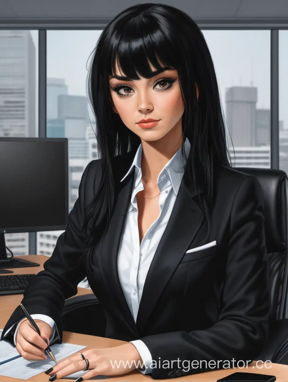 Professional-Woman-at-Work-Desk-in-Black-Business-Attire