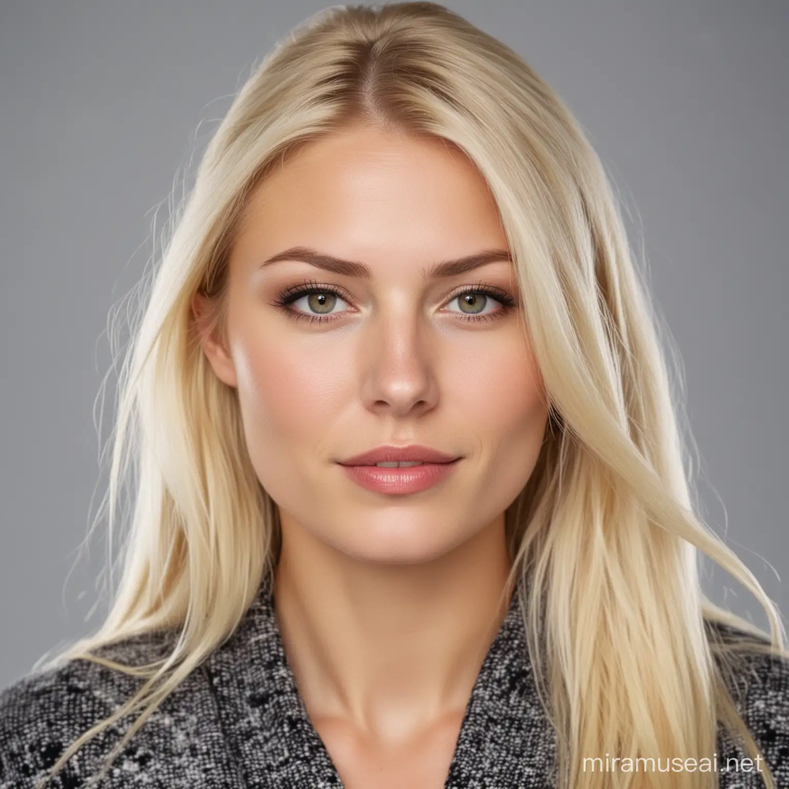 A blond nordic woman, attractive