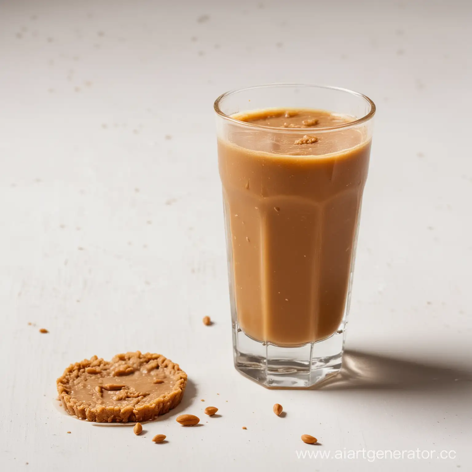 Refreshing-Peanut-Paste-Drink-in-Transparent-Glass-on-White-Background