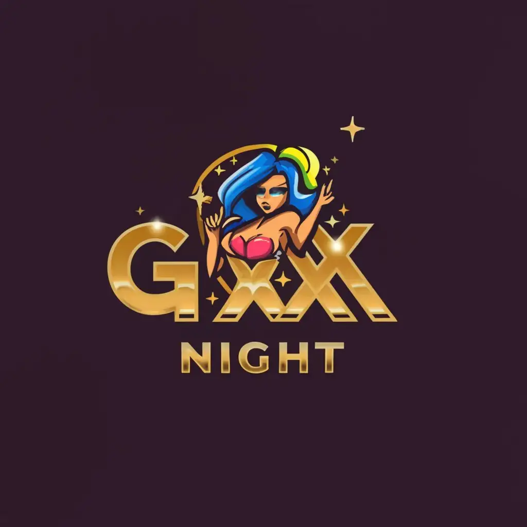 a logo design,with the text gxxxnight, main symbol:sexy girl Chat Rooms,Moderate,clear background