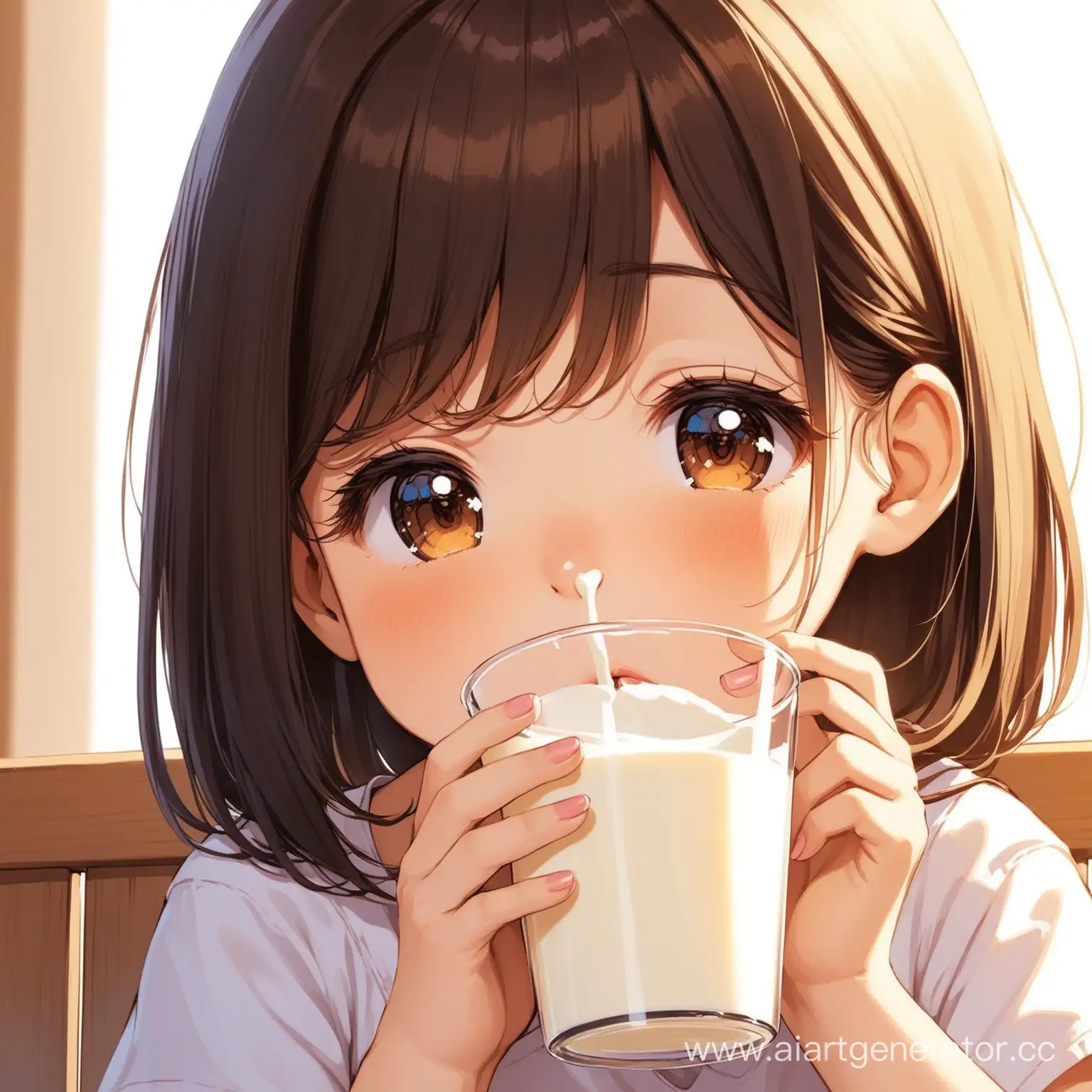 Молоко Девочка пьет молоко 