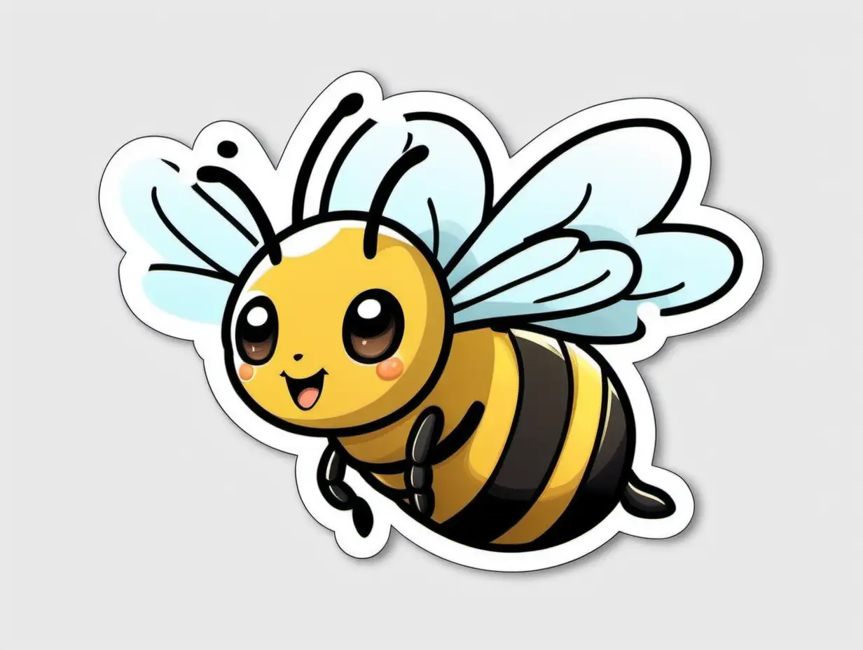 Adorable Bee Kind Sticker with Pokemon Card Contour on a White Background