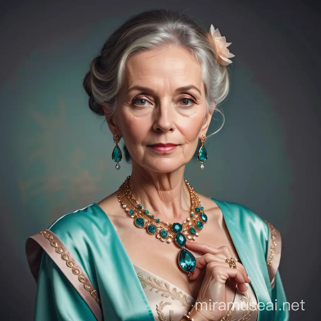 Sophisticated Older Woman in Elegant Attire and Jewelry