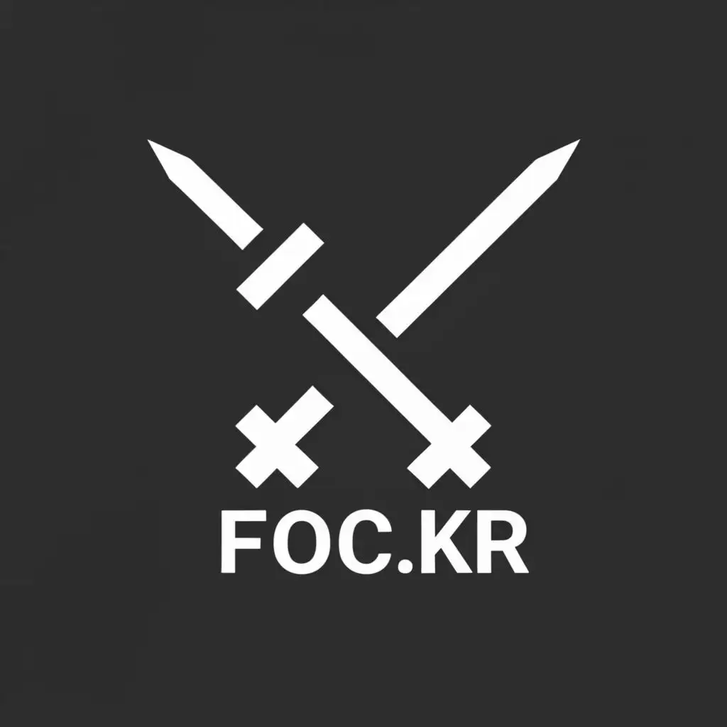a logo design,with the text "FoC.kr", main symbol:sword,Moderate,be used in Internet industry,clear background