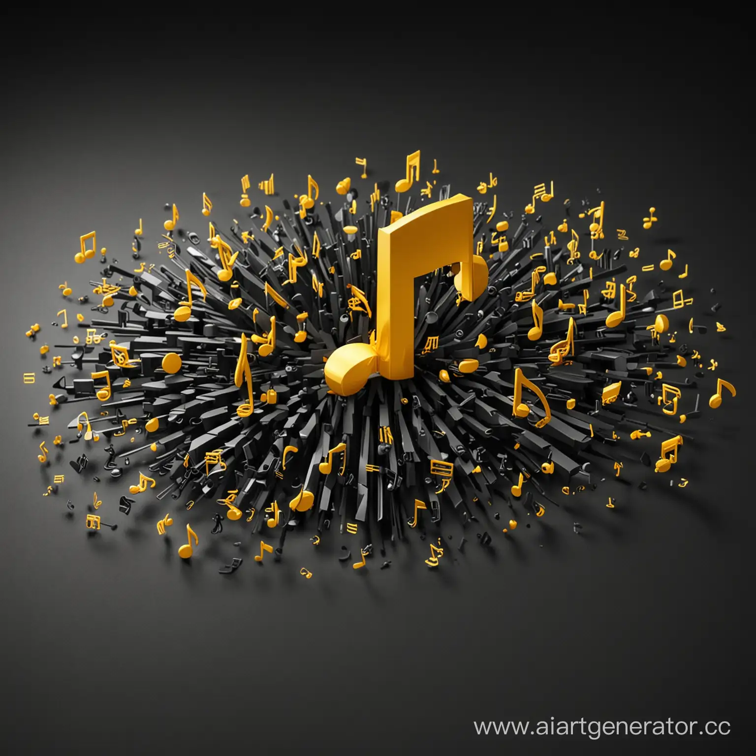 Black-and-Yellow-3D-Music-Notes-on-Yandex-Music-Background