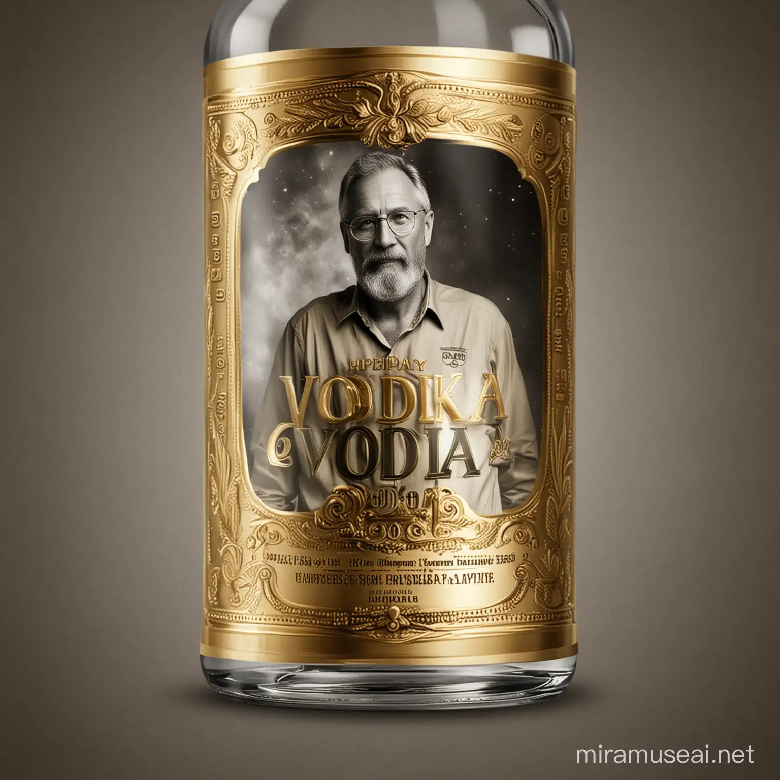 Golden Anniversary Vodka Label Template with Photo Space for Photoshop