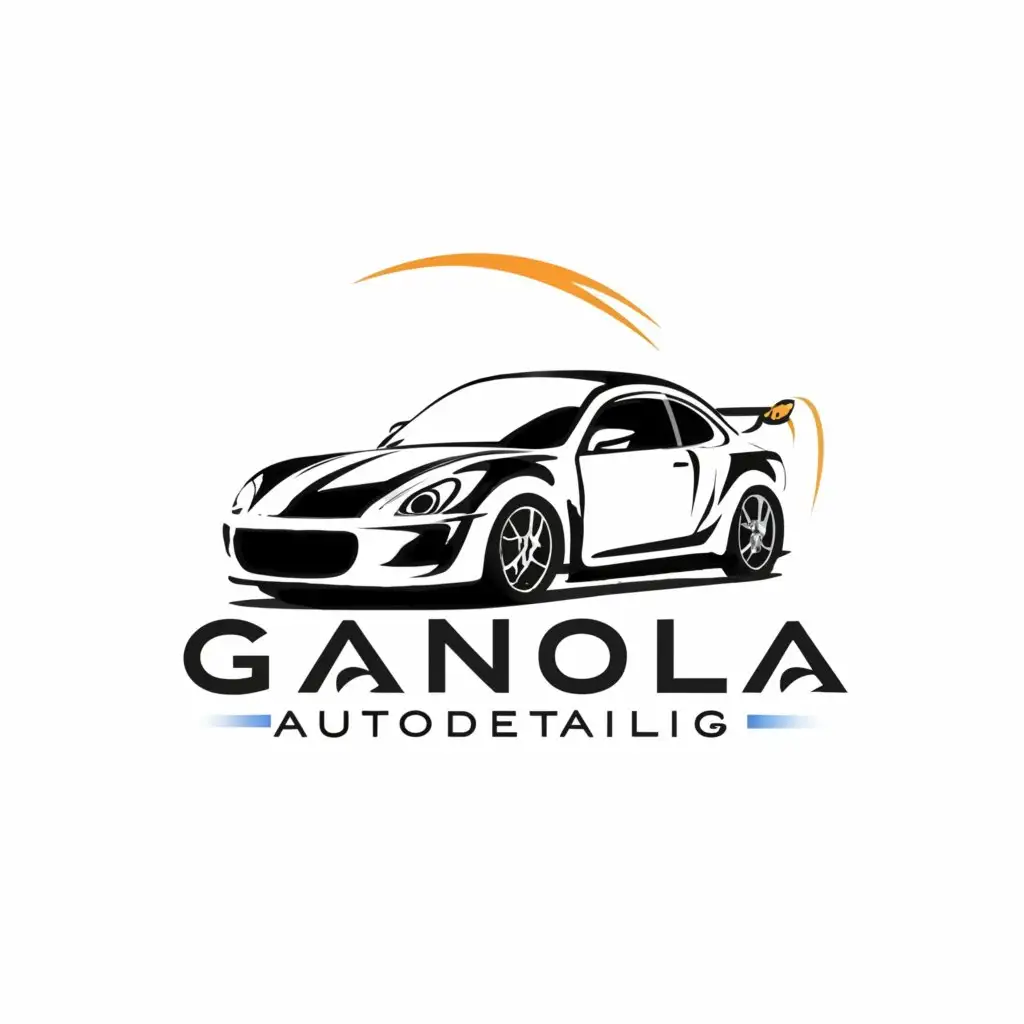 a logo design,with the text "GANOLA AUTODETAILING", main symbol:Car midle name,Moderate,be used in Automotive industry,clear background