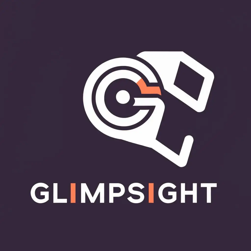 a logo design,with the text "GlimpSight", main symbol:the writing of GlimpSight, camera,Minimalistic,be used in Entertainment industry,clear background