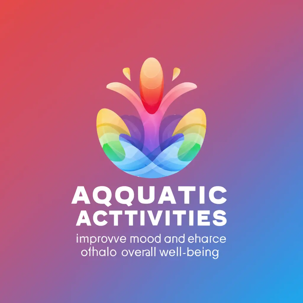 a logo design,with the text "Aquatic activities improves mood, and enhance overall well-being.", main symbol:Colorful background,Minimalistic,be used in Entertainment industry,clear background