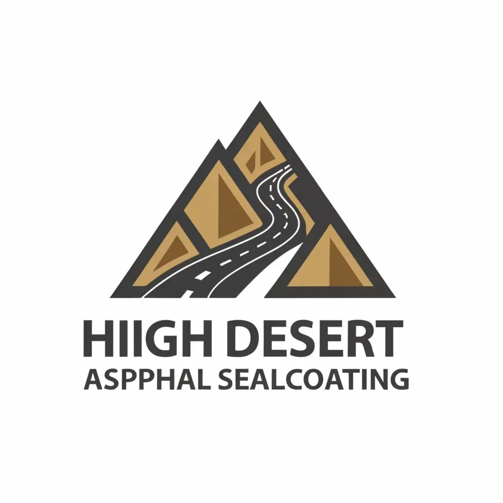 a logo design, with the text 'High Desert Asphalt Sealcoating', main symbol: a pointy mountain with a driveway in the middle, make 'High Desert Asphalt Sealcoating' readable and no other info on it, Minimalistic, be used in Construction industry, clear background, spell it correctly 'High Desert Asphalt Sealcoting' take 1 I out of High and take 1 p out of asphalt and add a t at the end