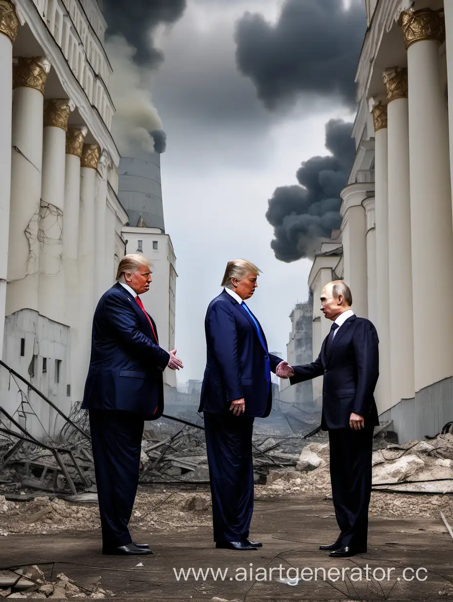 Трамп и Путин на фоне войны 
