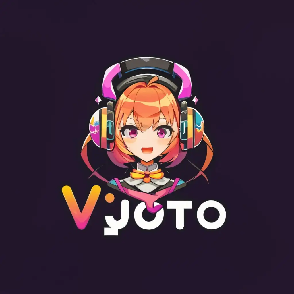 LOGO-Design-For-Vjoto-Vibrant-Vtuber-Anime-Girl-Emblem-on-Clean-Background