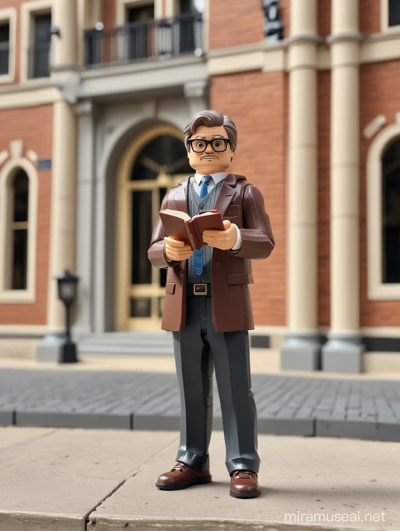 LEGO Lawyer with Scale and Book in Courthouse Setting