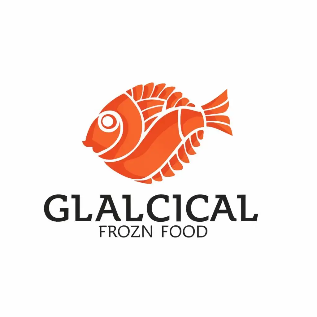 logo, fish or meat, with the text "Business Description:
Your business, "Glacial Frozen Food," specializes in selling a variety of frozen foods, including meat, fish, seafood, and snacks. You're looking for a logo that reflects the quality, diversity, and freshness of your products. The logo should catch the attention of potential customers and reinforce your brand image as a provider of high-quality frozen foods.

Key Points to Highlight:

Core Products: Meat, fish, seafood, and snacks.
Quality: The logo should reflect the premium quality of your frozen foods.
Diversity: The logo should demonstrate the diversity of products you offer.
Freshness: Despite being frozen, the logo should convey freshness and quality.
Professionalism: The logo should exude trust and professionalism in your food business.
Visual Appeal: The logo should be eye-catching and easily recognizable, even in small sizes or on digital promotional materials.
Cool Term:
Glacial Frozen Food: The name itself emphasizes the cold, fresh, and high-quality aspect of your frozen food business.", typography, be used in Restaurant industry