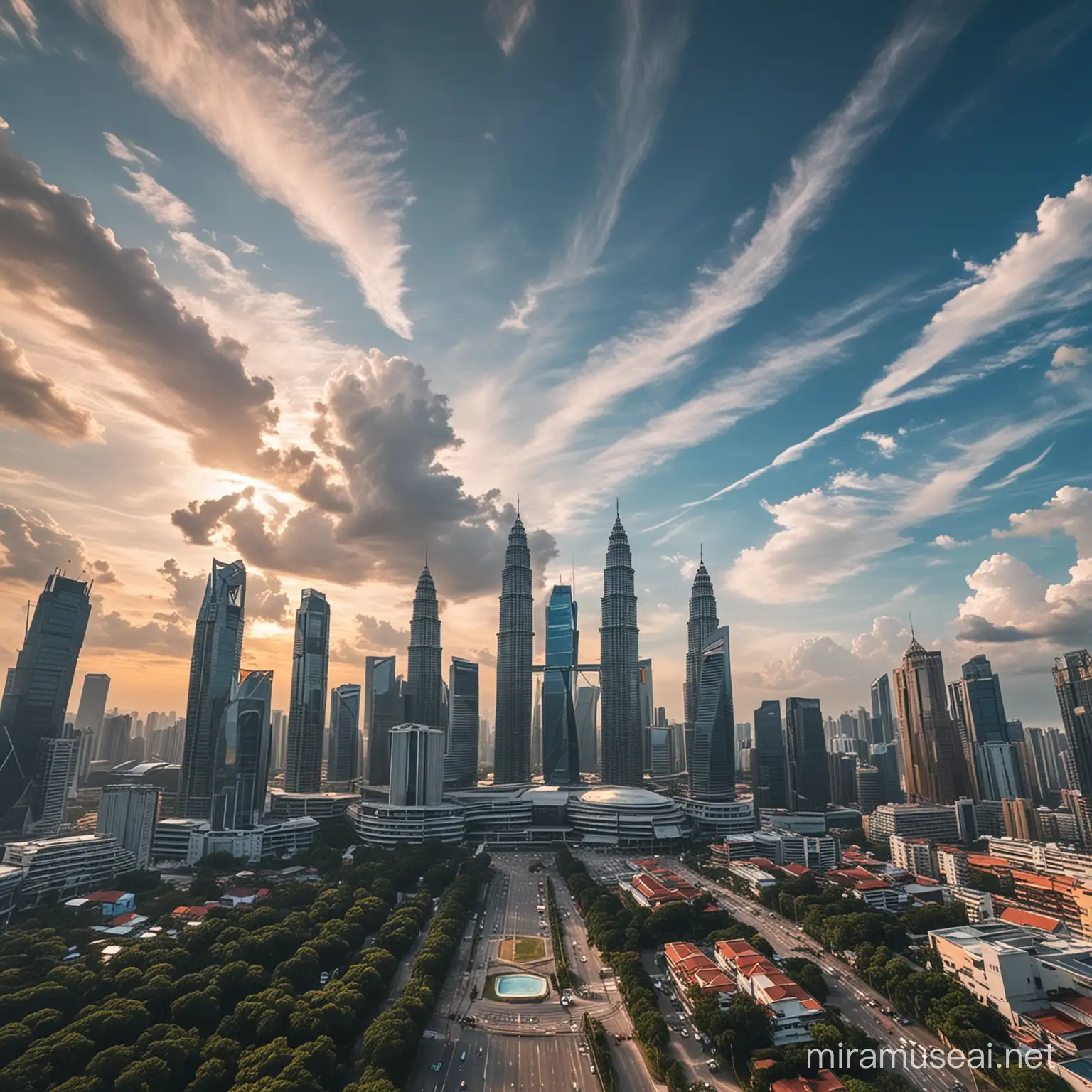 Futuristic Malaysian Skyline on a Sunny Summer Day