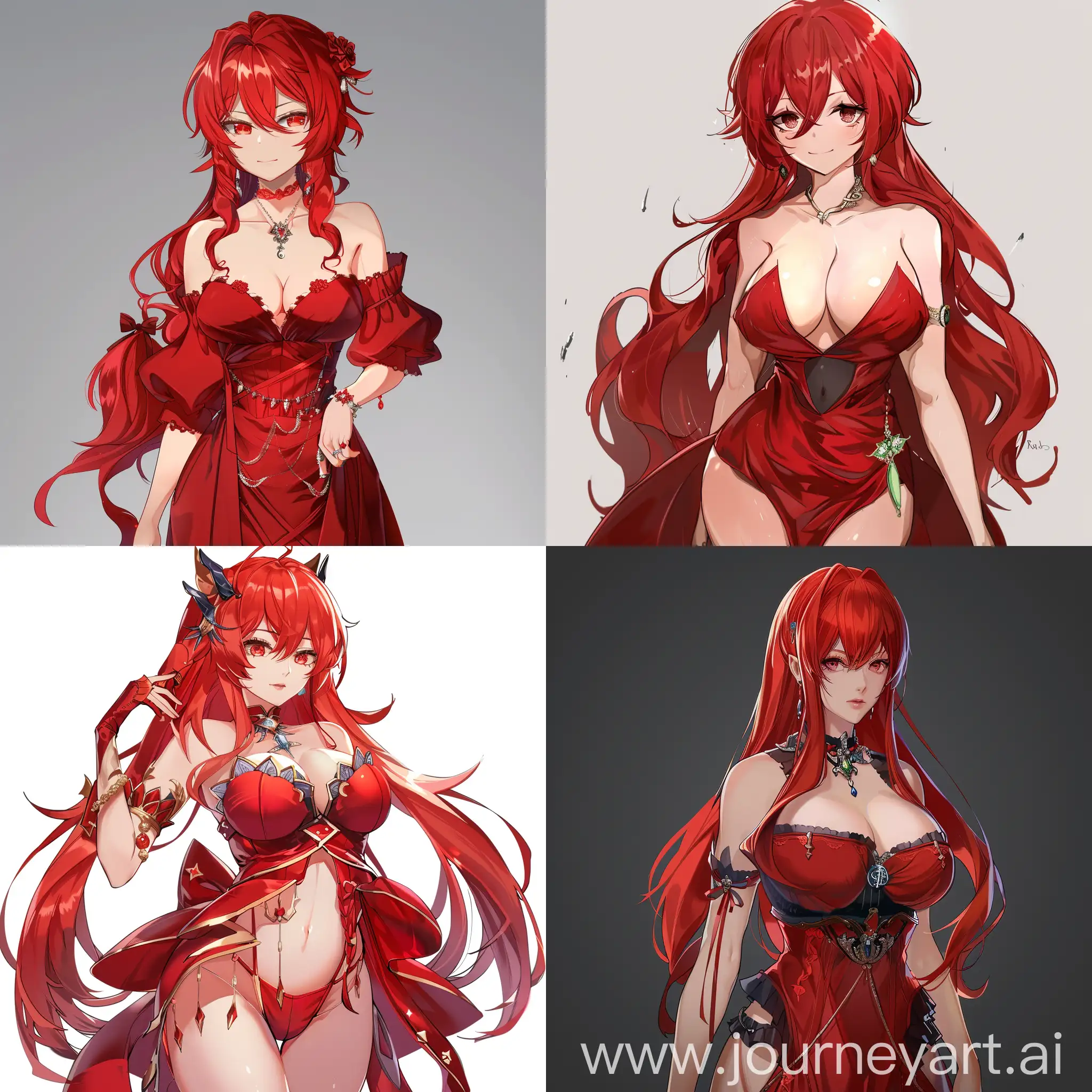 Rias-Gremory-in-Elegant-Red-Dress